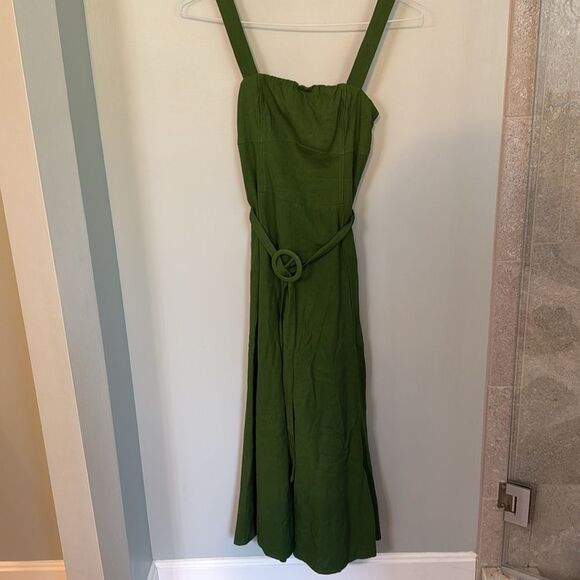 Dress Forum Green Sleeveless Linen Blend Buckle Dress - Picture 6 of 9